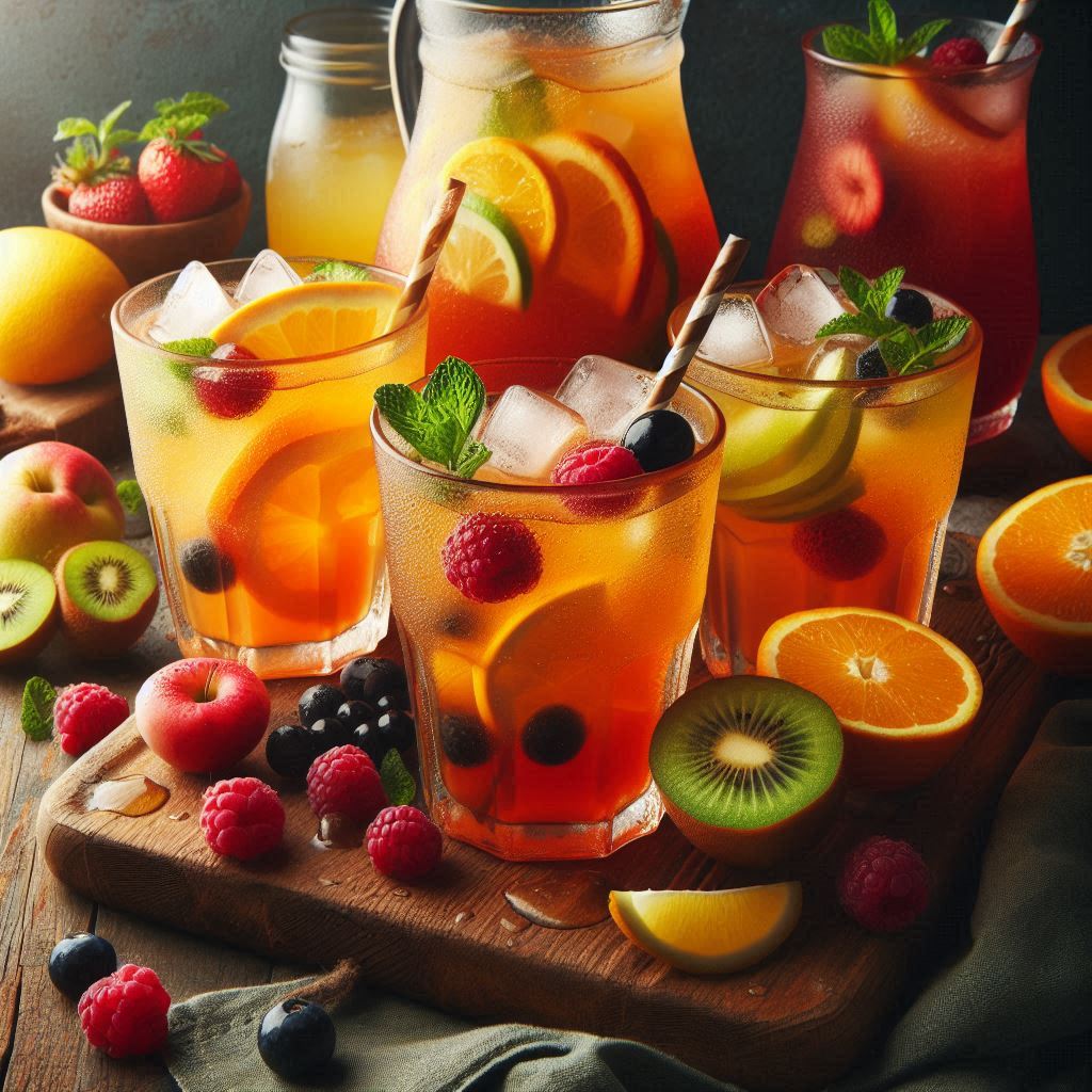 Fruit juice punch soda serving 4 glasses tastyfry.in