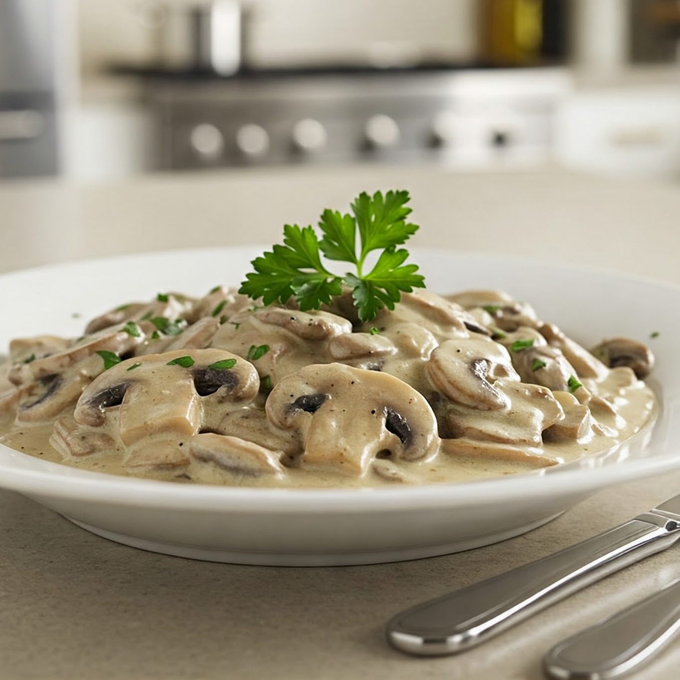 Mushroom Stroganoff at home tastyfry.in
