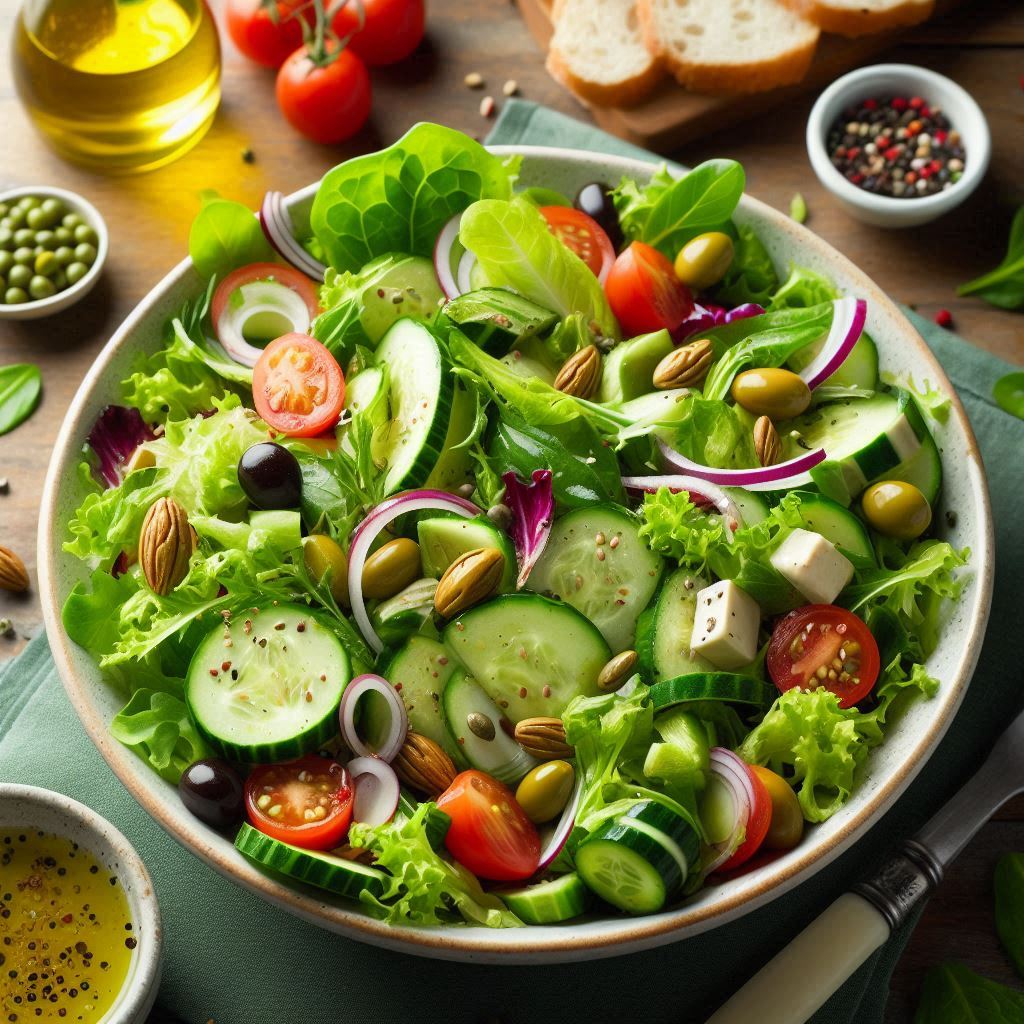 Mixed Green Salad Recipe with vinaigrette (1) tastyfry.in