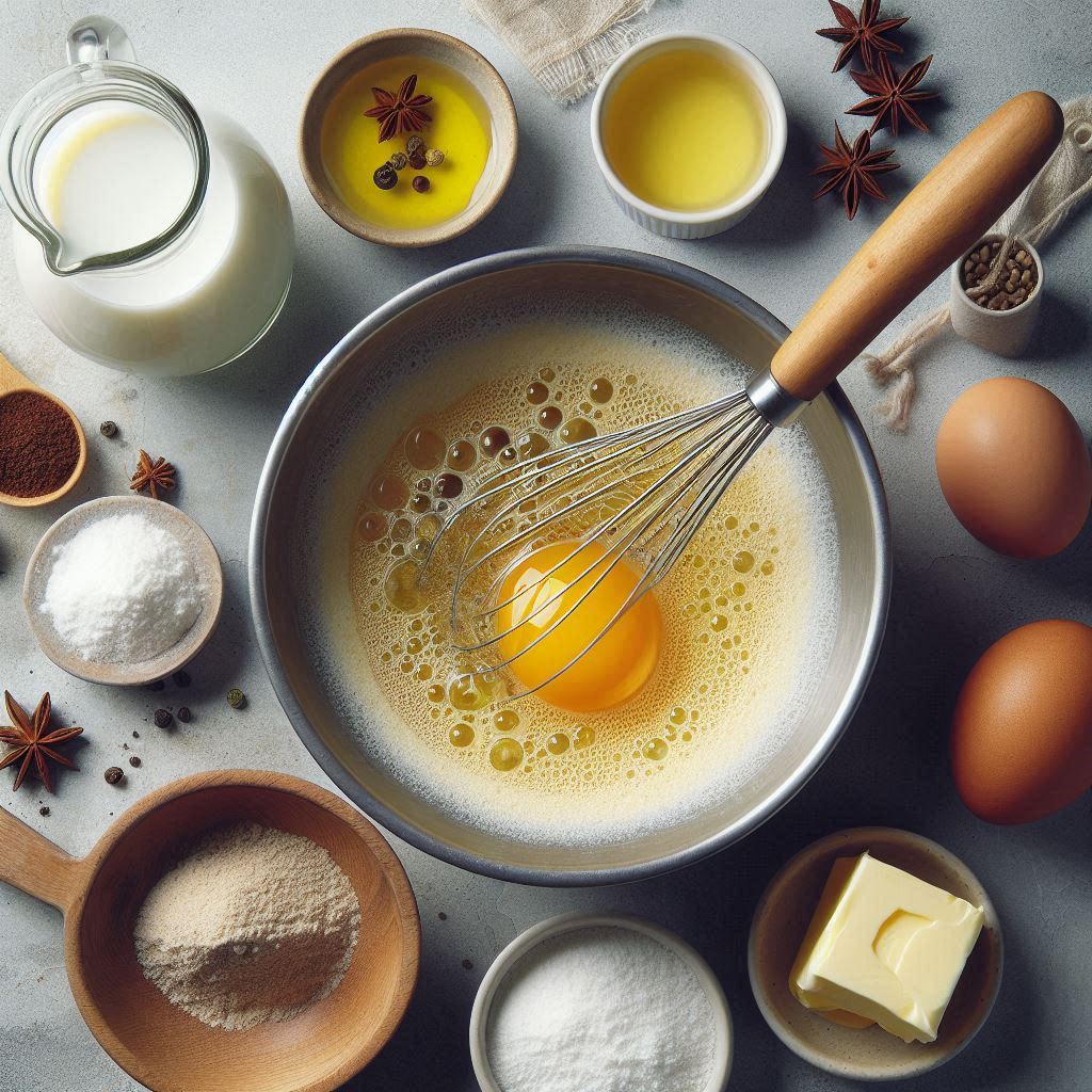 combine wet ingredients in a bowl beat the egg and then whisk in the milk and melted butter (1) tastyfry.in