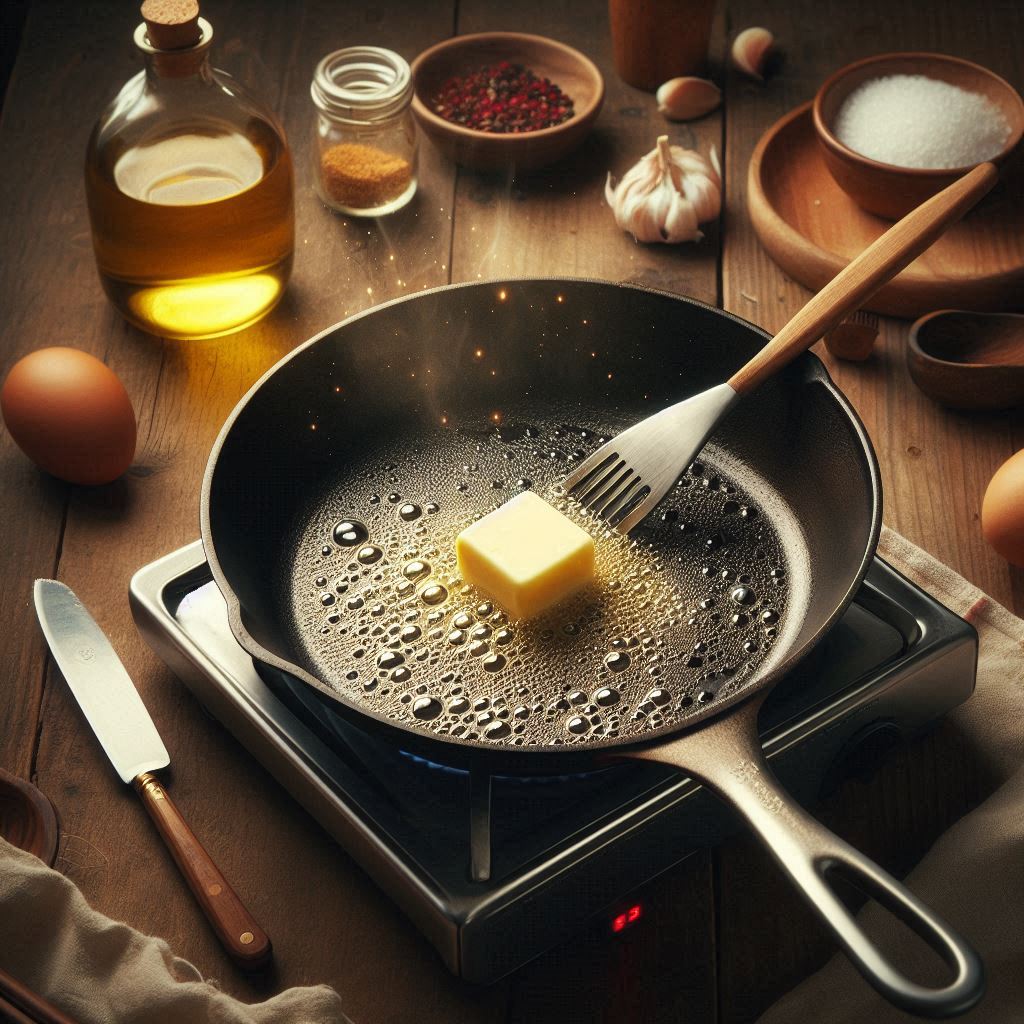 heating empty skillet lightly greased with butter tastyfry.in