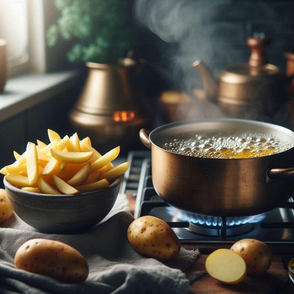 preheating the oil for French fries tastyfry.in