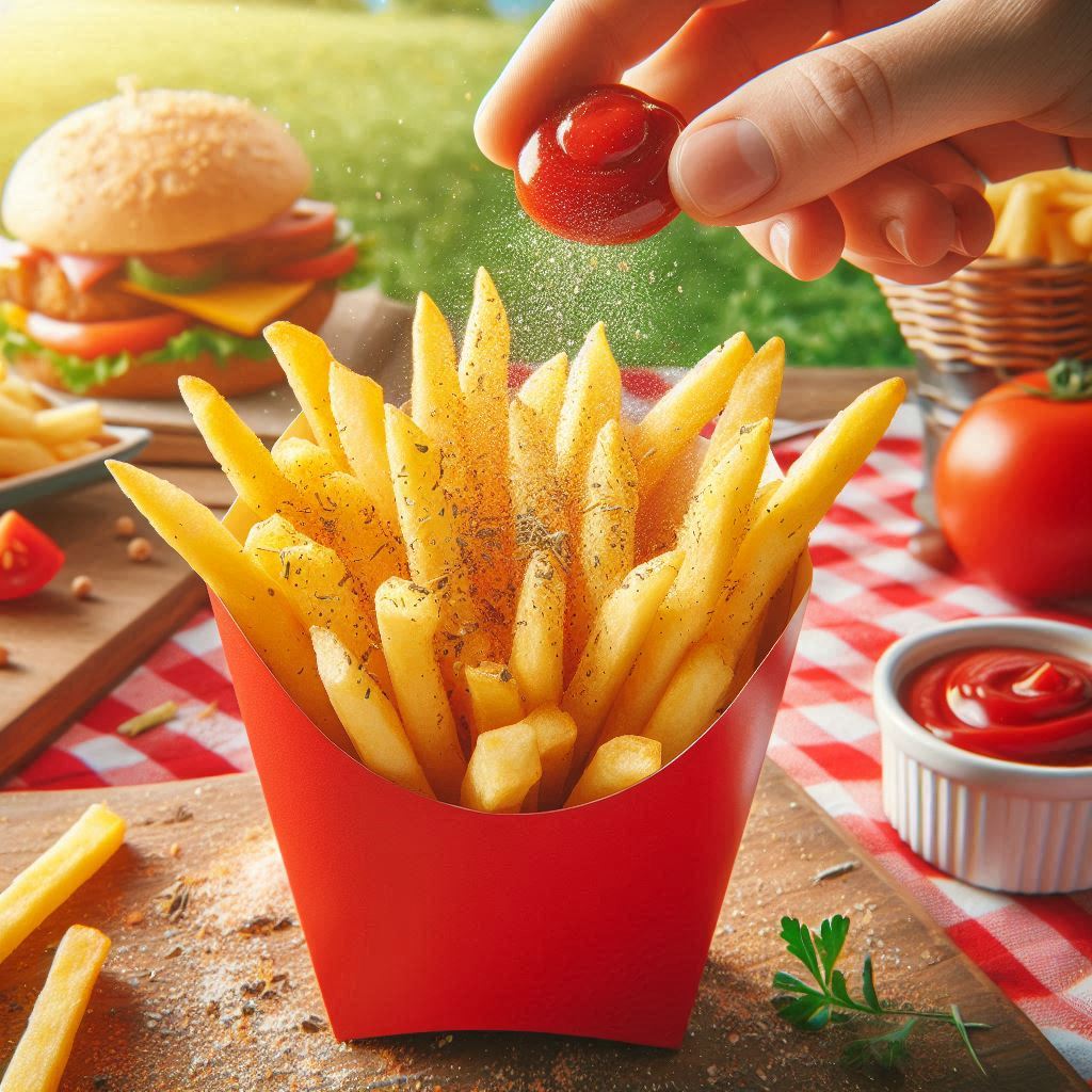seasoning and serving French fries tastyfry.in