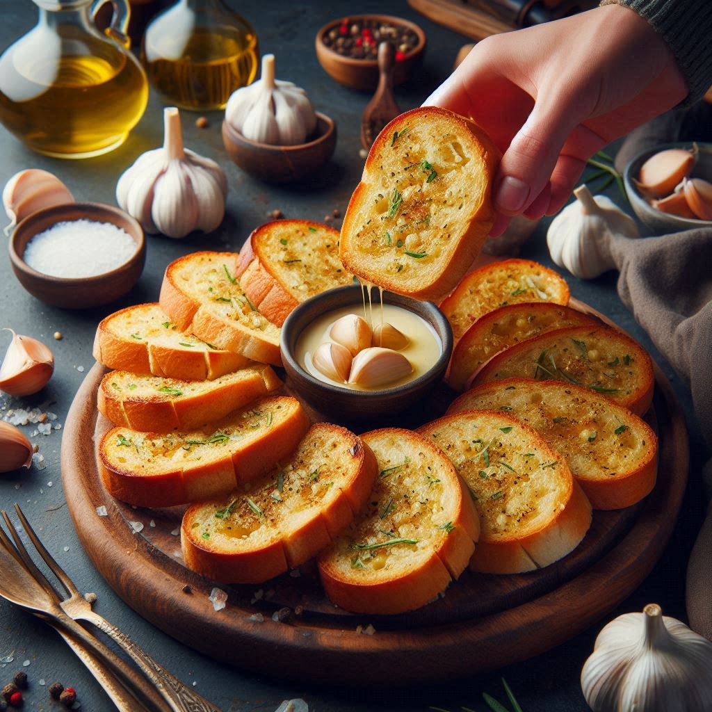 serving garlic bread to many slices focus in slices (1) tastyfry.in