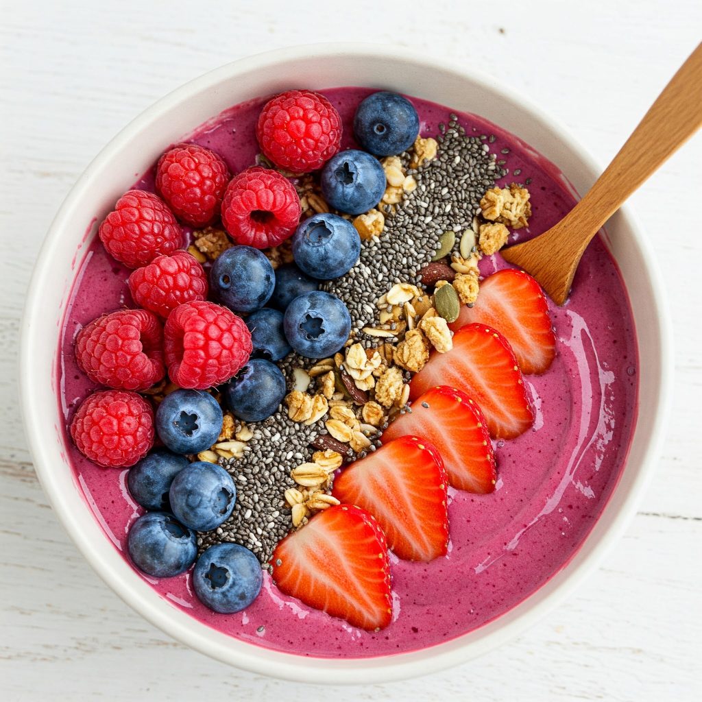 serving the berry smoothie bowl tastyfry.in