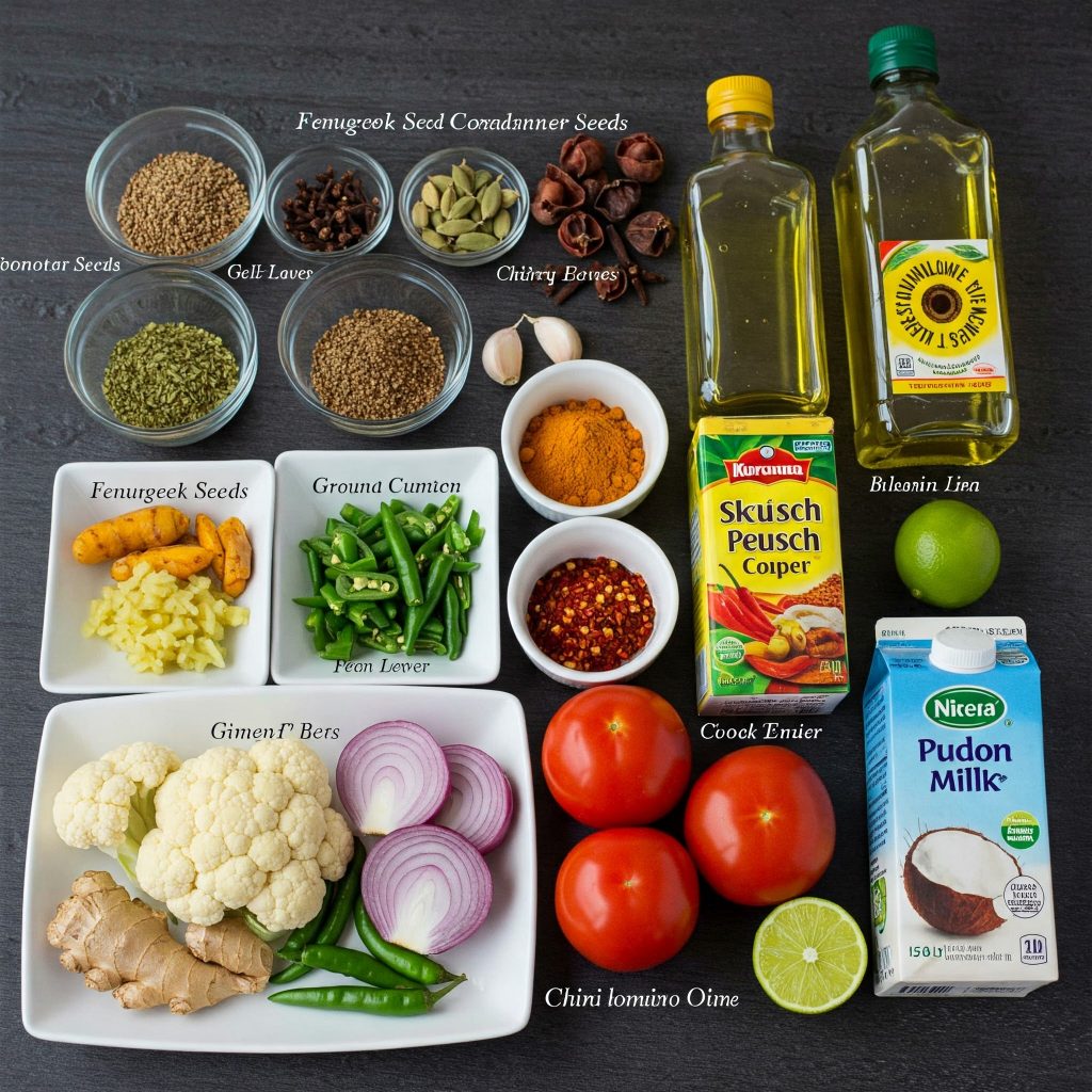 Ingredient for cauliflower curry tastyfry.in