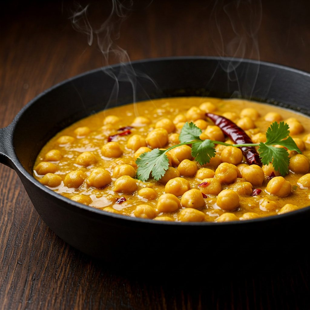 chickpea curry in pan tastyfry.in