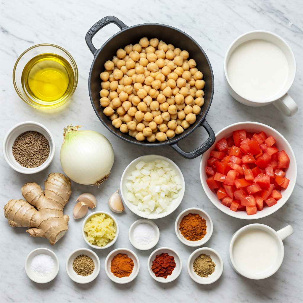 ingredient for chickpea curry tastyfry.in