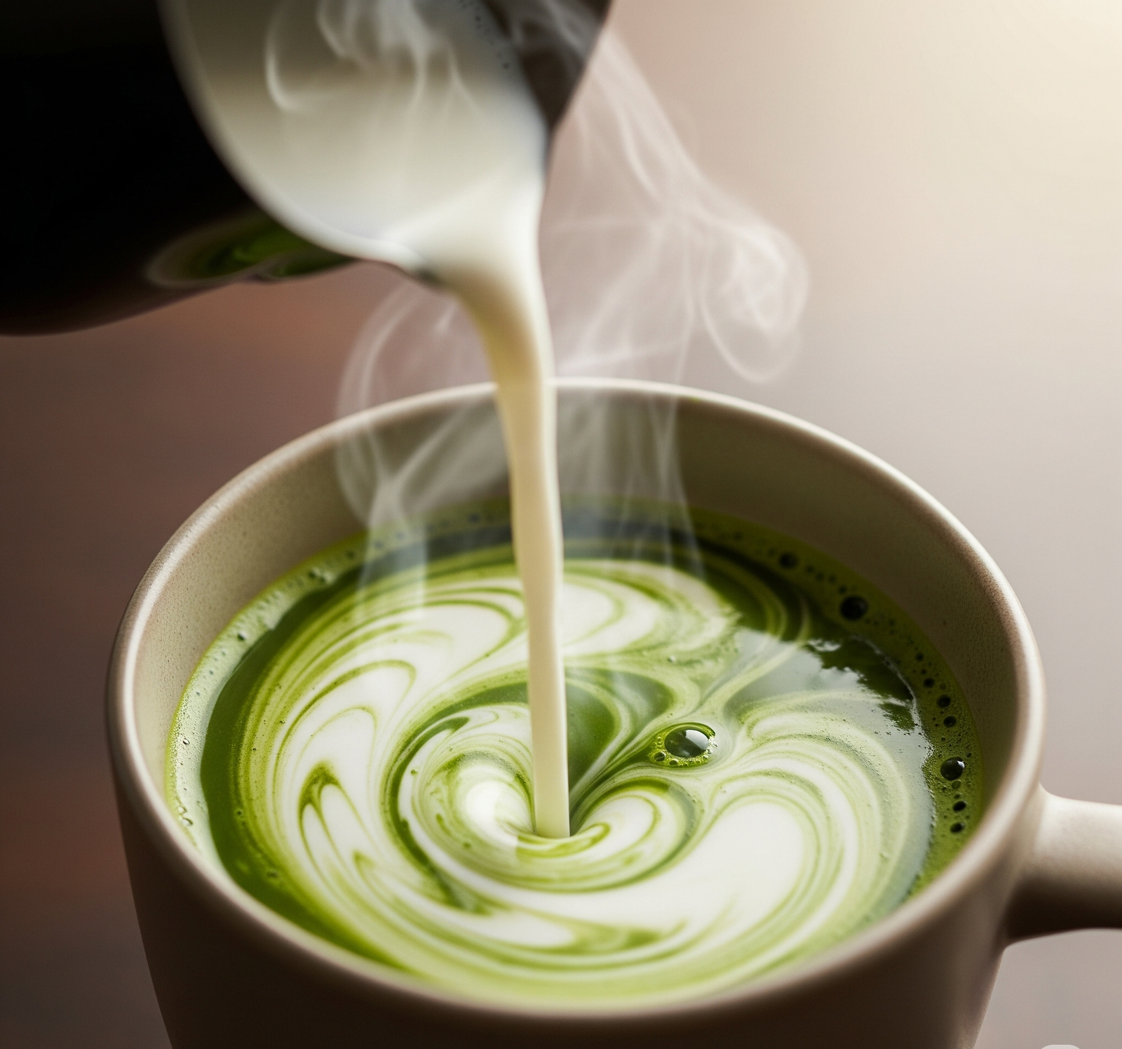 add milk in whisked matcha tastyfry.in