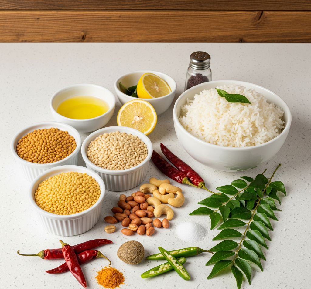 ingredients of lemon rice recipe tastyfry.in